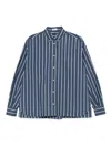 Brunello Cucinelli Women Striped Cotton Shirt In Blue