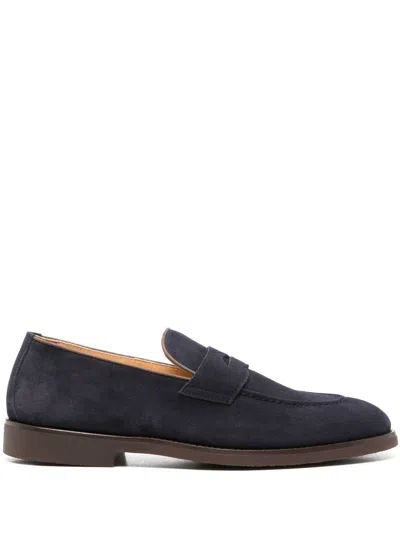 Brunello Cucinelli Penny-loafer Aus Wildleder In Blue