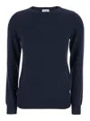 Brunello Cucinelli Blue Sweater With Round Neck In Cashmere Woman In Blue