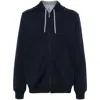 Brunello Cucinelli Zip-up Hoodie With Contrasting Lining And Ribbed Cuffs In Black