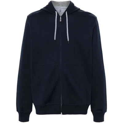 BRUNELLO CUCINELLI BRUNELLO CUCINELLI BLUE SWEATERS & KNITWEAR - HOODIES MEN