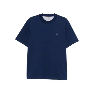 BRUNELLO CUCINELLI BRUNELLO CUCINELLI BLUE T-SHIRTS & VESTS - T-SHIRTS MEN