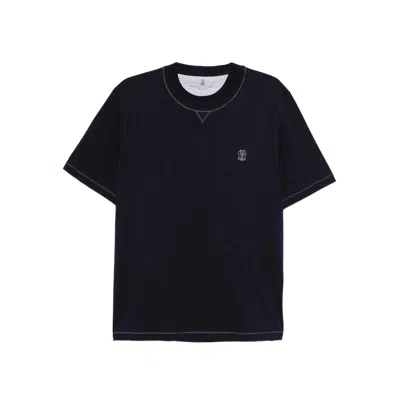 Brunello Cucinelli Blue T-shirts & Vests - T-shirts Men In Black