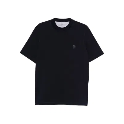 BRUNELLO CUCINELLI BRUNELLO CUCINELLI BLUE T-SHIRTS & VESTS - T-SHIRTS MEN