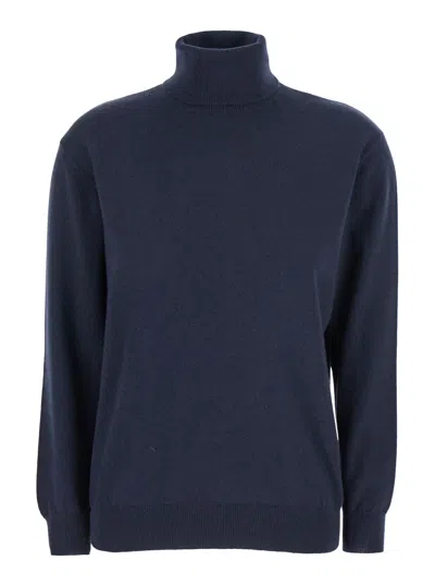 BRUNELLO CUCINELLI BLUE TURTLENECK SWEATER IN CASHMERE WOMAN