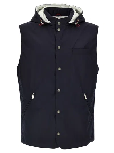 BRUNELLO CUCINELLI BLUE WATER-REPELLENT VEST