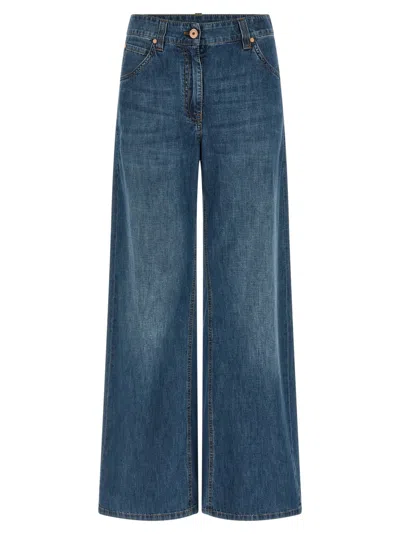 BRUNELLO CUCINELLI WOMEN BLUE WIDE LEG JEANS, 30 LUXURY JEANS FOR WOMEN DARVEYS
