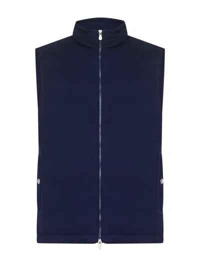 Brunello Cucinelli Blue Wool Canvas Padded Vest