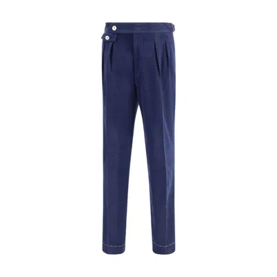 BRUNELLO CUCINELLI BLUE WOOL CASUAL PANTS