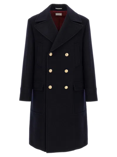 BRUNELLO CUCINELLI BLUE WOOL COAT