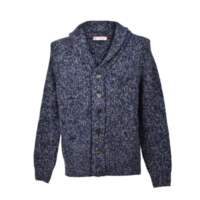 Brunello Cucinelli Chunky-knit Shawl-collar Cardigan In Blue