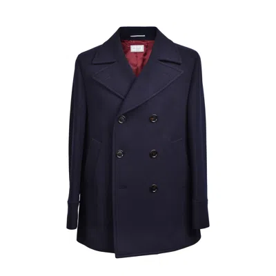 Brunello Cucinelli Double-breasted Peacoat In Blue