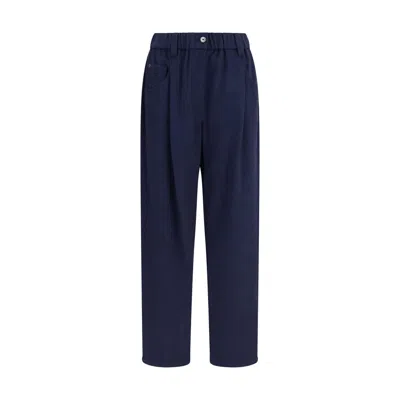 Brunello Cucinelli Stretch-wool Tailored Trousers In Blue