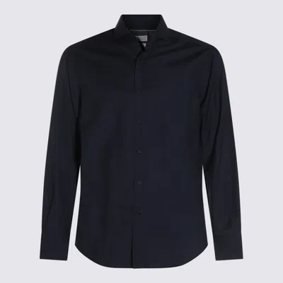 Brunello Cucinelli Blue Wool Shirt In Blu Colorato
