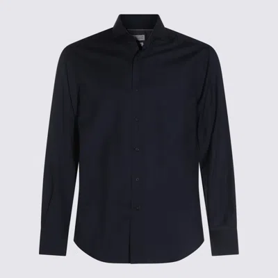 BRUNELLO CUCINELLI BLUE WOOL SHIRT