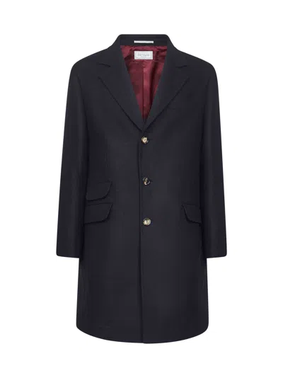 Brunello Cucinelli Blue Wool Single-breasted Coat