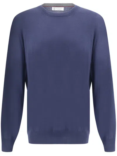 Brunello Cucinelli Blue Wool Sweater