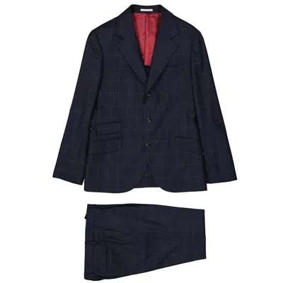 Brunello Cucinelli Blue Wool Two-piece Suit In Multi