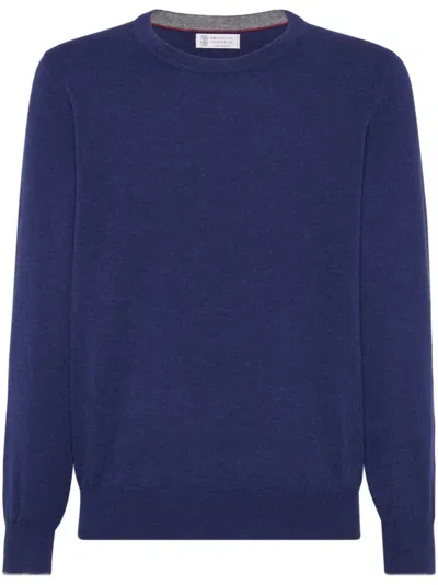 BRUNELLO CUCINELLI BLUE WOOLEN SWEATER