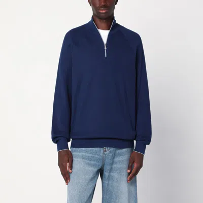 Brunello Cucinelli Blue/grey Ribbed Cotton Jumper