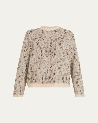 Brunello Cucinelli Blurred Jacquard Cashmere Knit Sweater In Neutral