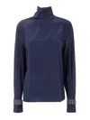 Brunello Cucinelli Turtle Neck Blouse In Blue