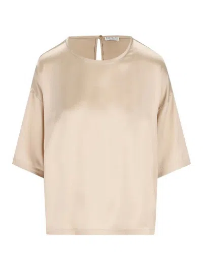 Brunello Cucinelli Beige Silk Elastan Blouse In Neutral