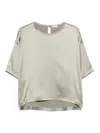 Brunello Cucinelli Green Silk Elastan Blouse In Gray