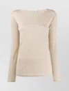 Brunello Cucinelli Beige Boat Neck Long Sleeve Sweater In Neutral
