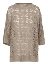 Brunello Cucinelli Hazelnut Lurex Crochet Boatneck Sweater In Brown