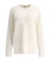 Brunello Cucinelli Cashmere English Rib Sweater With Monili Knitwear White In Neutral