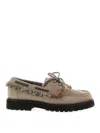 Brunello Cucinelli Bead-embellished Shearling-trimmed Suede Loafers In Gray