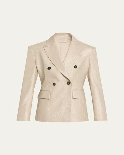 Brunello Cucinelli Bold Shoulder Double-breasted Jacket In Neutral