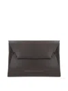Brunello Cucinelli Envelope Flap Leather Clutch Bag In Brown