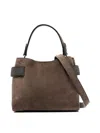 Brunello Cucinelli Suede Handbag In Dark Brown