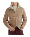 Brunello Cucinelli Bomber Jacket With Shearling Collar And Ribbed Finish In Brown