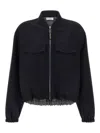 Brunello Cucinelli Oversized Virgin Wool Jacket With Ribbed Collar In Blue
