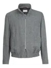 Brunello Cucinelli Stand Collar Hopsack Outerwear Jacket In Gray