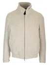 Brunello Cucinelli Men High-necked Cashmere Cardigan With Zip In Grey
