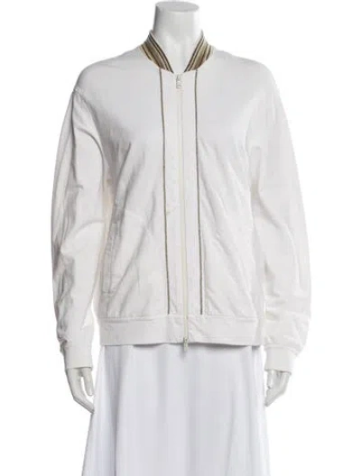 Pre-owned Brunello Cucinelli Bomber Jacket In White