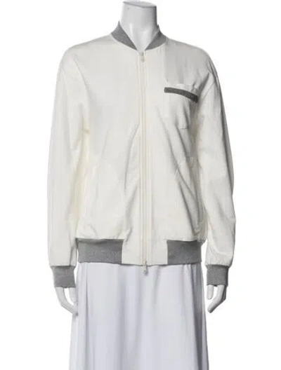 Pre-owned Brunello Cucinelli Bomber Jacket In White