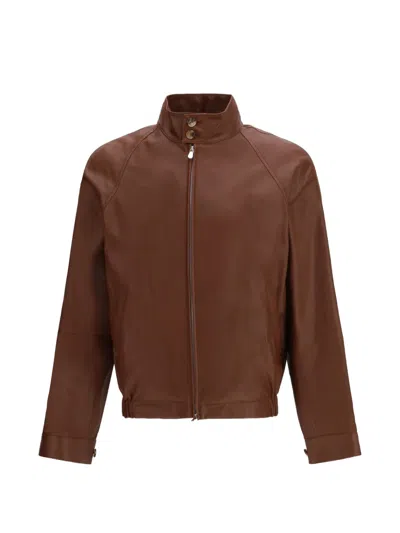Brunello Cucinelli Bomber Zip Manica Raglan In Brown