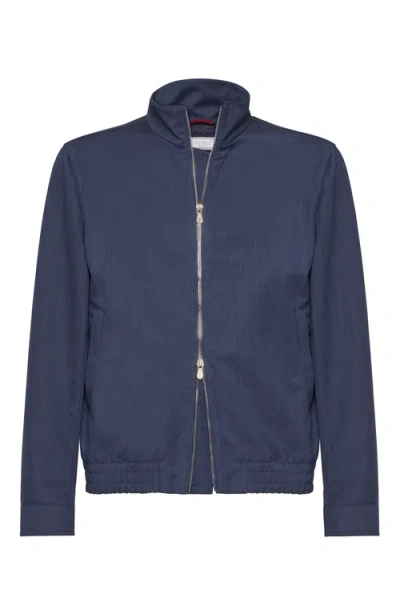 BRUNELLO CUCINELLI BRUNELLO CUCINELLI BONDED FABRIC BOMBER JACKET