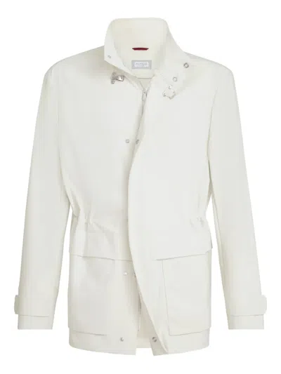 Brunello Cucinelli Bonded Nylon Field Jacket In White
