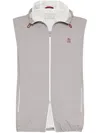 Brunello Cucinelli Nylon Down Vest In Gray
