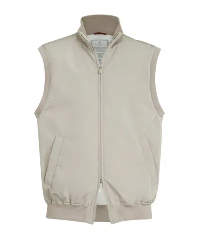 Brunello Cucinelli Stand-up Collar Vest In Neutral