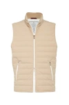 Brunello Cucinelli Bonded Taffeta Lightweight Down Vest In Sand