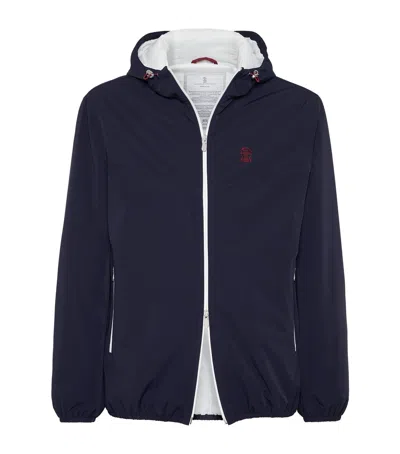 BRUNELLO CUCINELLI BONDED TAFFETA LOGO JACKET