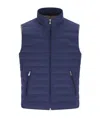 Brunello Cucinelli High Neck Quilted Sleeveless Down Vest In Blue