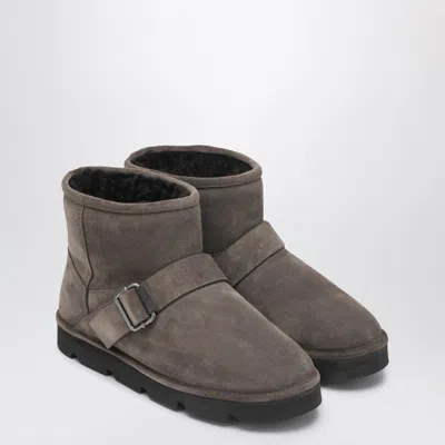 Brunello Cucinelli Boot In Dove-colored Suede In Gray